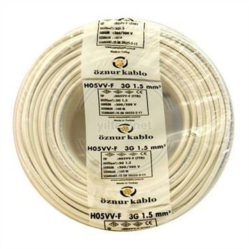 Öznur Ttr 3x1.5 mm 50 m Beyaz Kablo