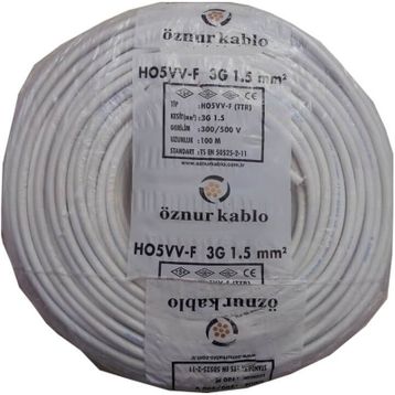 Öznur Ttr 3x1.5 mm 50 m Beyaz Kablo