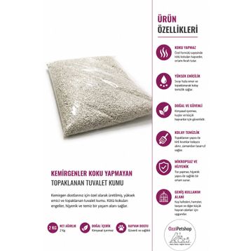 Ozzi Pet Shop 2 kg Koku Yapmayan Topaklanan Kemirgen Kumu