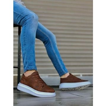 Pabucmarketi T149925 Bağcıklı Taba Beyaz Erkek Spor Ayakkabı