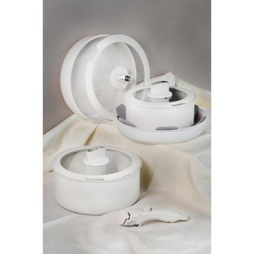 Paçi Belariva-Easy Cook Çıkarılabilir Saplı Beyaz 8 Parça Tencere Seti