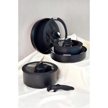Paçi Belariva-Easy Cook Çıkarılabilir Saplı Siyah 8 Parça Tencere Seti