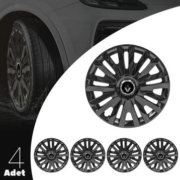 PackGar Renault Megane 1 14 inç Amblemli Piano Black 4 Adet 1 Takım 208 Jant Kapağı