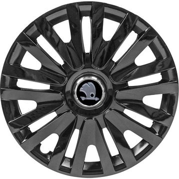 PackGar Skoda 13 inç Amblemli Piano Black 4'lü Set 207 Jant Kapağı