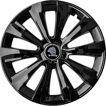 PackGar Skoda Forman 16 inç Amblemli Piano Black 4'lü Set 214 Jant Kapağı