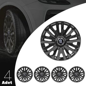 PackGar Skoda Roomster 13 inç Amblemli Piano Black 4 Adet 1 Takım 207 Jant Kapağı