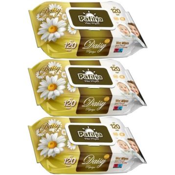 Pafilya Papatya Plastik Kapaklı 3x120 Adet Bebek Islak Mendil