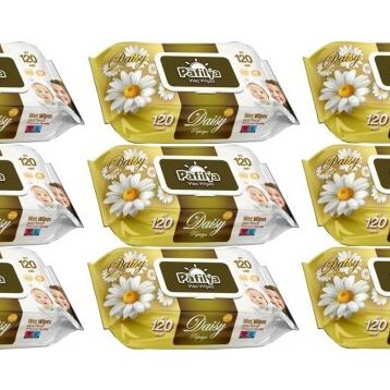 Pafilya Papatya Plastik Kapaklı 9x120 Adet Bebek Islak Mendil