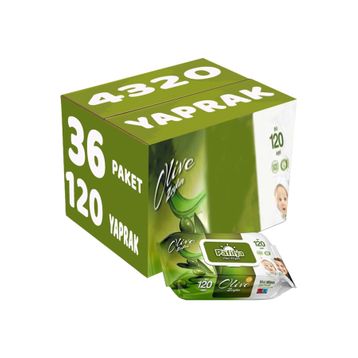 Pafilya Zeytin Plastik Kapaklı 120 Adet Bebek Islak Mendil