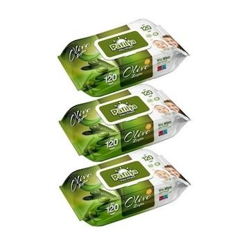Pafilya Zeytin Plastik Kapaklı 3x120 Adet Bebek Islak Mendil