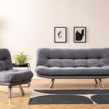 Pafu Hippo Gri Yataklı Koltuk Takımı