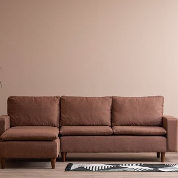 Pafu Lungo Modüler Mini Açık Kahve Keten Köşe Koltuk Takımı