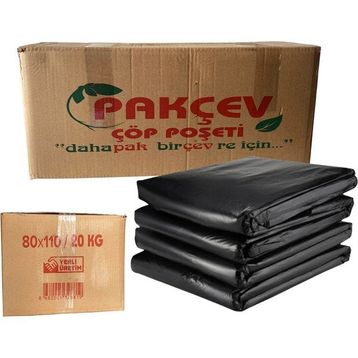 Pakçev 20 kg 80x110 cm Jumbo Boy Kalın Siyah Dökme Çöp Poşeti