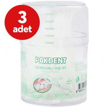 Pakdent 3x50 Adet Kürdanlı Diş İpi