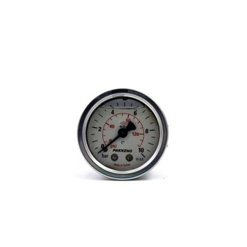 Pakkens 0-10 Bar 50 mm Arkadan Bağlantılı Panotipli Gliserinli G 1/4 inç Manometre