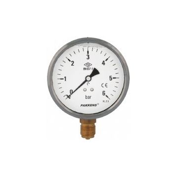 Pakkens 0-10 Bar 63 mm Alttan Bağlantılı Gliserinli G 1/4 inç Manometre