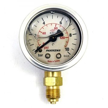 Pakkens 0-10 Bar 63 mm Alttan Bağlantılı Gliserinli G 1/4 inç Manometre