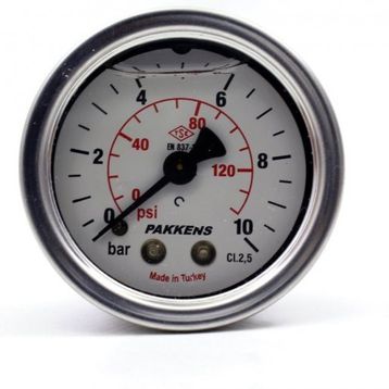 Pakkens 0-10 Bar 63 mm Arkadan Bağlantılı Gliserinli G 1/4 inç Manometre