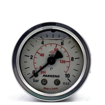Pakkens 0-10 Bar 63 mm Arkadan Bağlantılı Panotipi Gliserinli G 1/4 inç Manometre
