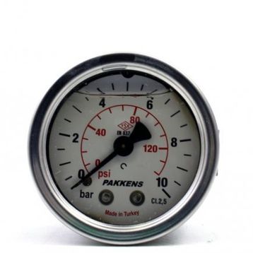 Pakkens 0-10 Bar 63 mm Arkadan Bağlantılı Panotipi Gliserinli G 1/4 inç Manometre