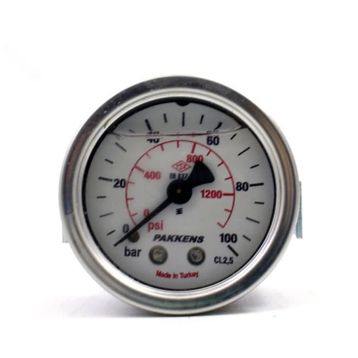 Pakkens 0-100 Bar 63 mm Arkadan Bağlantılı Panotipi Gliserinli G 1/4 inç Manometre