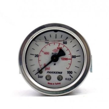 Pakkens 0-100 Bar 63 mm Arkadan Bağlantılı Panotipi Gliserinli G 1/4 inç Manometre
