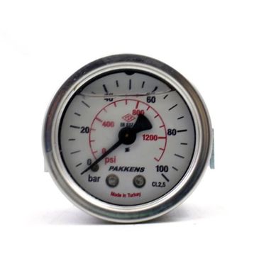 Pakkens 0-100 Bar 63 mm Arkadan Bağlantılı Panotipi Gliserinli G 1/4 inç Manometre