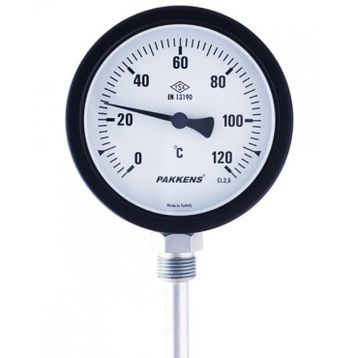 Pakkens 0-120 °C Çap 100 mm Daldırma Boyu 10 cm Alttan Bağlantılı G 1/2 inç Termometre