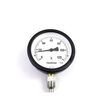 Pakkens 0-120 °C Çap 100 mm Daldırma Boyu 10 cm Alttan Bağlantılı G 1/2 inç Termometre