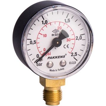 Pakkens 0-16 Bar 50 mm Alttan Bağlantılı Kuru Manometre
