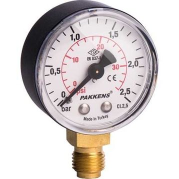 Pakkens 0-16 Bar 50 mm Alttan Bağlantılı Kuru Manometre