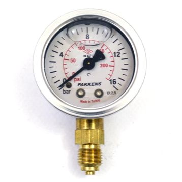Pakkens 0-16 Bar 63 mm Alttan Bağlantılı Gliserinli G 1/4 inç Manometre