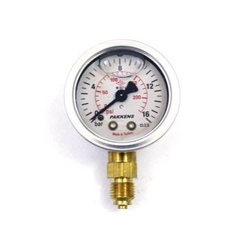 Pakkens 0-16 Bar 63 mm Alttan Bağlantılı Gliserinli G 1/4 inç Manometre
