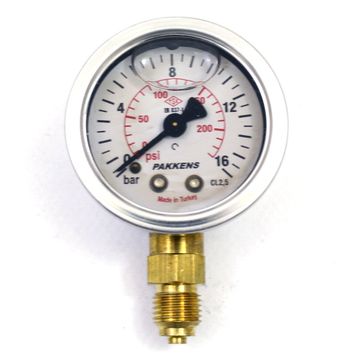 Pakkens 0-16 Bar 63 mm Alttan Bağlantılı Gliserinli G 1/4 inç Manometre