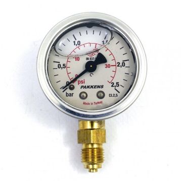 Pakkens 0-25 Bar 63 mm Alttan Bağlantılı Gliserinli G 1/4 inç Manometre