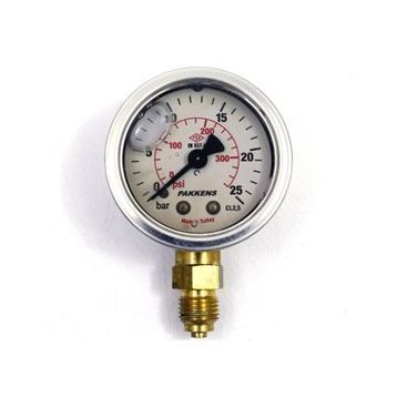 Pakkens 0-25 Bar 63 mm Alttan Bağlantılı Gliserinli G 1/4 inç Manometre