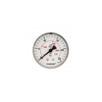 Pakkens 0-25 Bar 63 mm Arkadan Bağlantılı Kuru G 1/4 inç Manometre