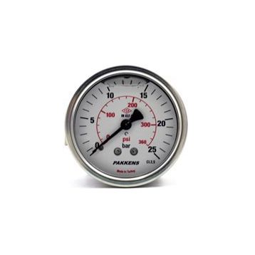 Pakkens 0-25 Bar 63 mm Arkadan Bağlantılı Panotipi Gliserinli G 1/4 inç Manometre