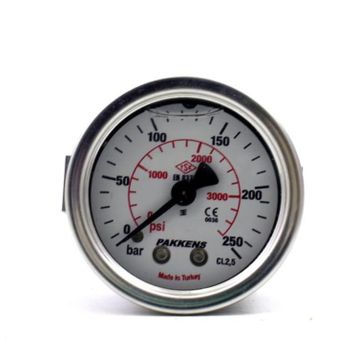 Pakkens 0-250 Bar 63 mm Arkadan Bağlantılı Panotipi Gliserinli G 1/4 inç Manometre