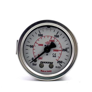Pakkens 0-250 Bar 63 mm Arkadan Bağlantılı Panotipi Gliserinli G 1/4 inç Manometre