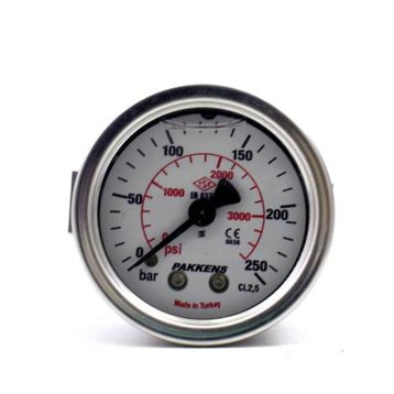 Pakkens 0-250 Bar 63 mm Arkadan Bağlantılı Panotipi Gliserinli G 1/4 inç Manometre