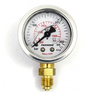 Pakkens 0-315 Bar 63 mm Alttan Bağlantılı Gliserinli G 1/4 inç Manometre