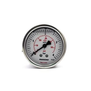 Pakkens 0-4 Bar 63 mm Arkadan Bağlantılı Panotipi Gliserinli G 1/4 inç Manometre