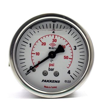 Pakkens 0-4 Bar 63 mm Arkadan Bağlantılı Panotipi Gliserinli G 1/4 inç Manometre