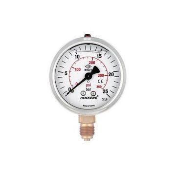 Pakkens 0-40 Bar 63 mm G 1/4 inç Alttan Bağlantılı Gliserinli Manometre