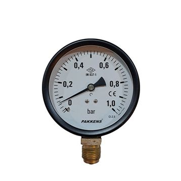 Pakkens 100 mm 0/1 Bar Alttan Bağlantılı Manometre