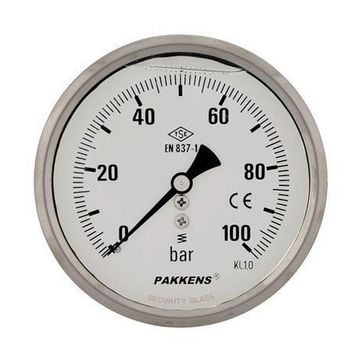 Pakkens Gliserinli G 1/4 inç 0-400 Bar 63 mm Arkadan Bağlantılı Manometre