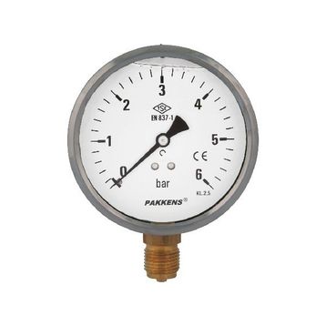 Pakkens Gliserinli G 1/4 inç 0-6 Bar 63 mm Alttan Bağlantılı Manometre