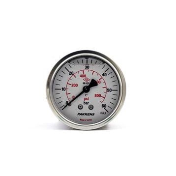 Pakkens Gliserinli G 1/4 inç 0-60 Bar 63 mm Arkadan Bağlantılı Panotipi Manometre