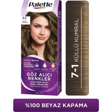 Palette Göz Alıcı Renkler 7-1 Küllü Kumral Pentanol Besleyici Yağ İçeren 115 ml Saç Boyası